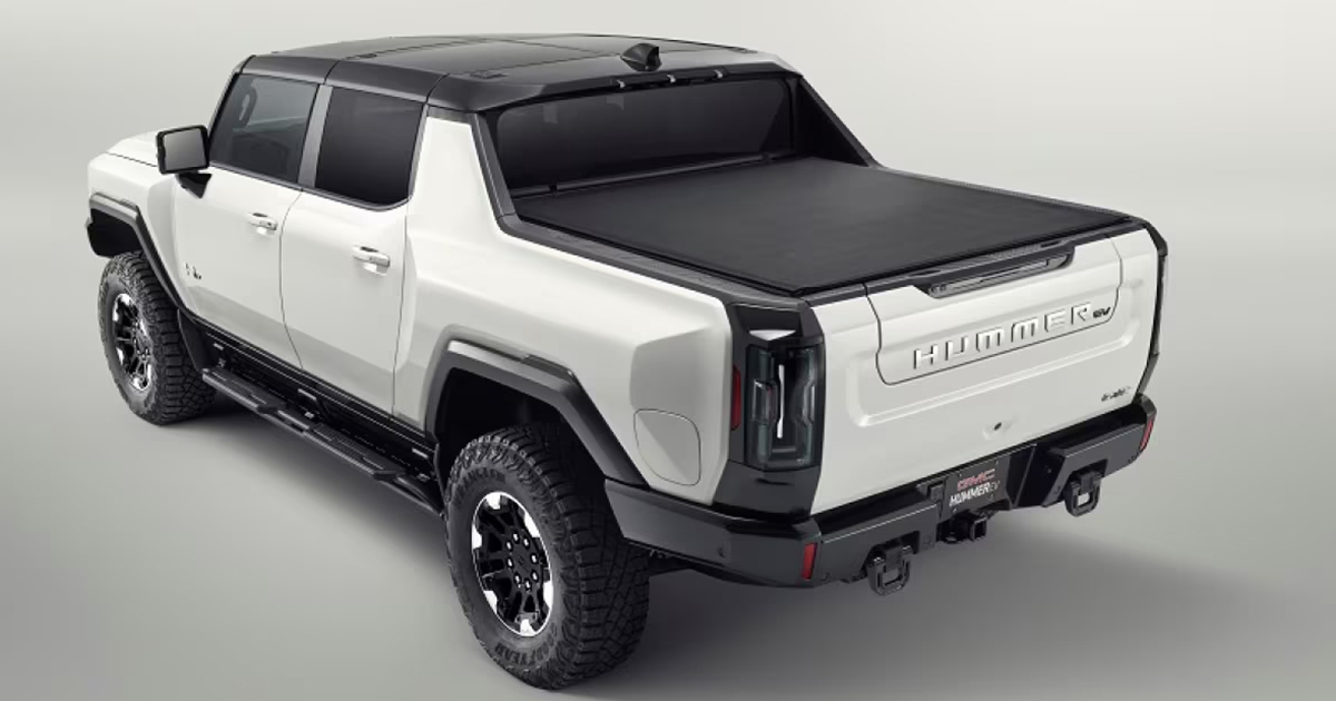 2025 GMC Hummer EV with tonneau cover and aftermarket accessories highlighting customization options
