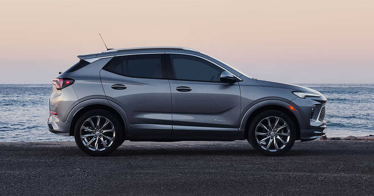 2026 Buick Encore GX compact SUV profile view in gray highlighting versatile crossover design