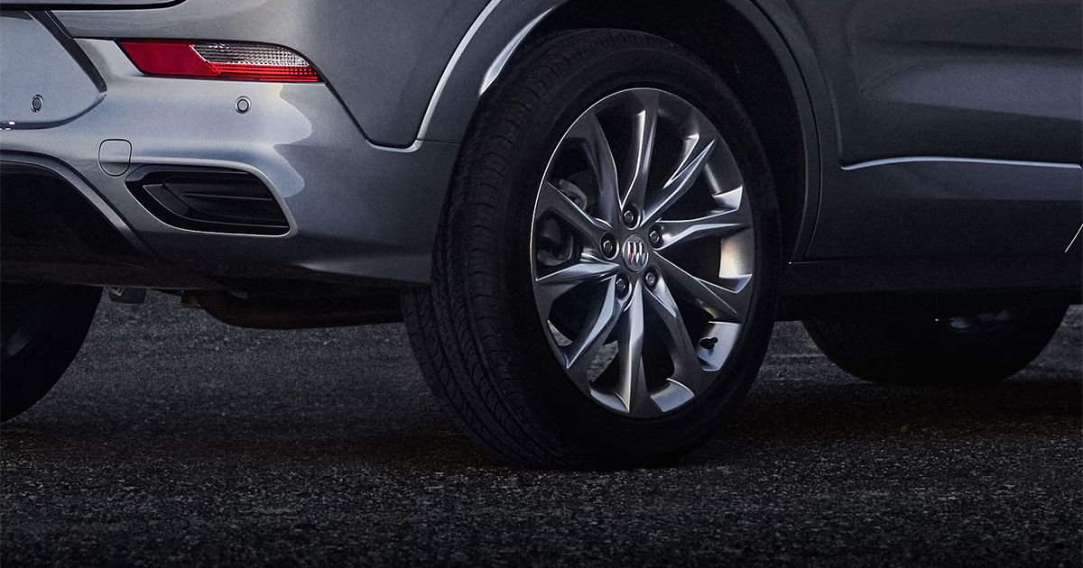 2026 Buick Encore GX Avenir trim showcasing 19-inch alloy wheels and premium compact SUV styling